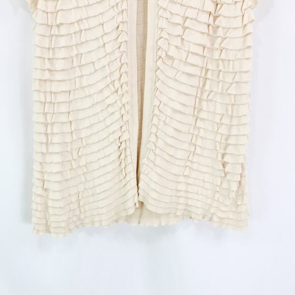 J. CREW Cream Tiered Ruffle Open Front Cardigan Top - Picture 4 of 9